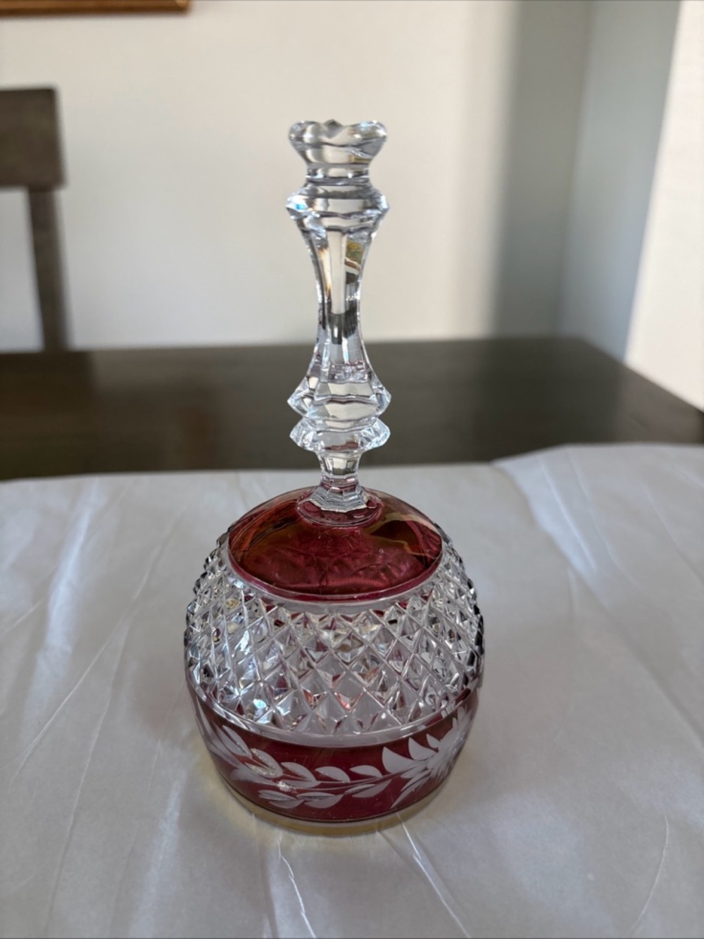 Vintage Golden Crown HandCut Cranberry Lead Crystal E&R Bell Purple/Pink Germany - Picture 2 of 13